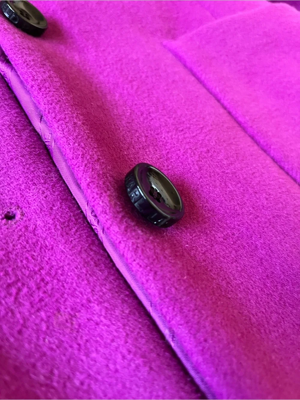 Karl Lagerfeld Paris Berry Purple Magenta Fuschia Wool Trench Pea Coat Designer